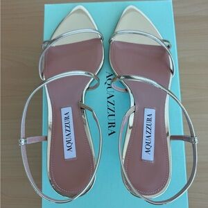 Aquazzura Tease 50mm Leather Kitten Heel Sandals